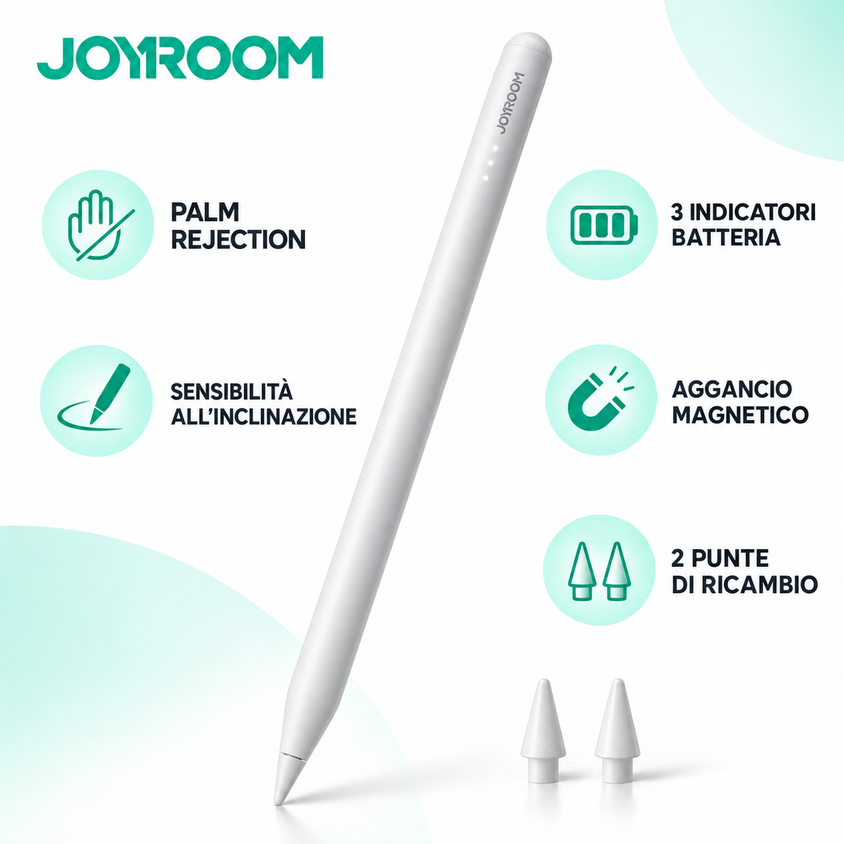 Penna Touch Attiva JOYROOM JR-X9S Pro per iPad – Palm Rejection e Tilt